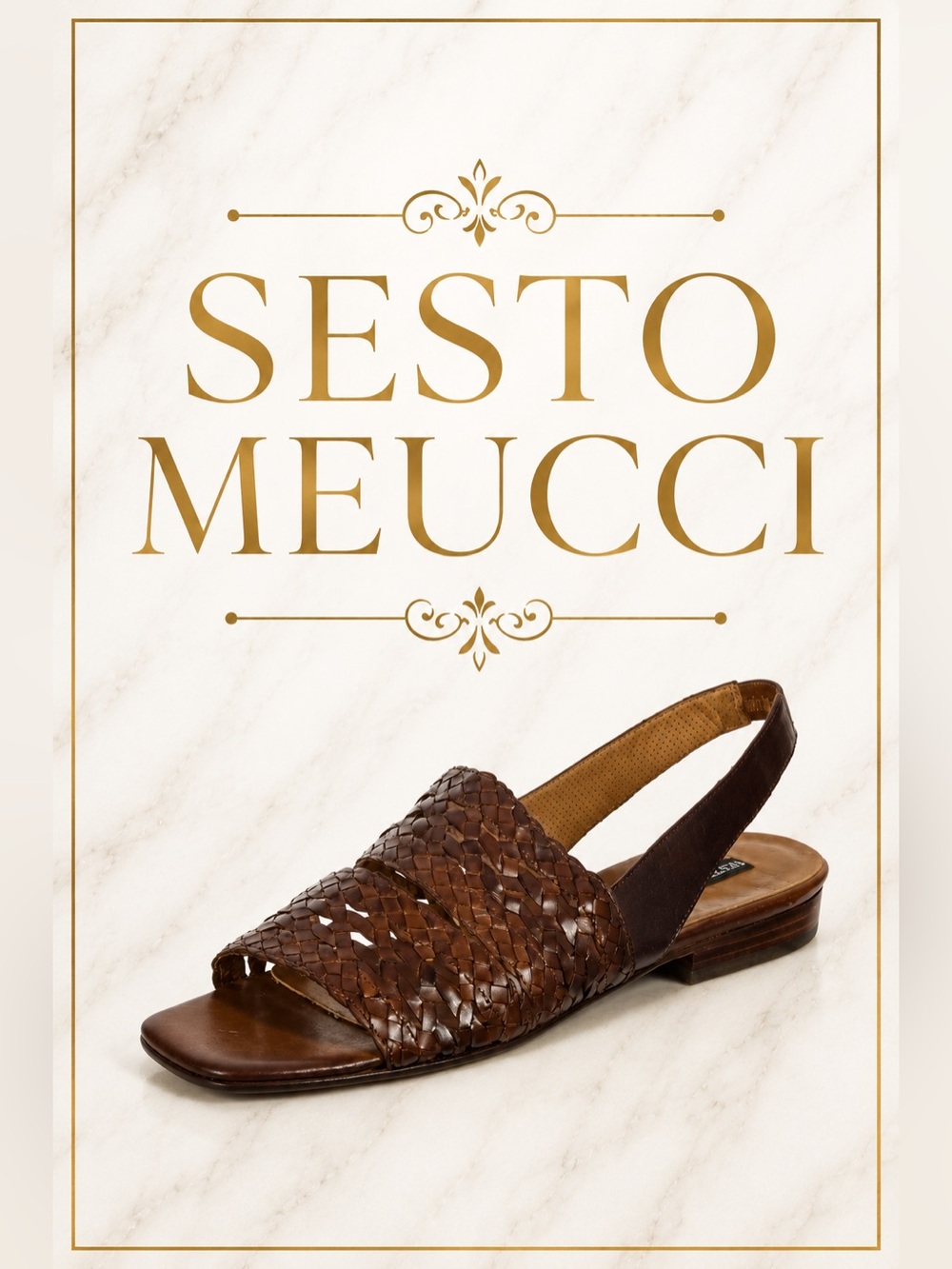 Sesto Meucci Woven Genuine Leather Slingback Sandals🔥